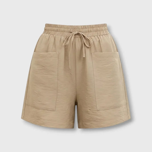 Short Femme Léger et Fluide pour Randonnée, Taille Élastiquée à Cordon avec Grandes Poches