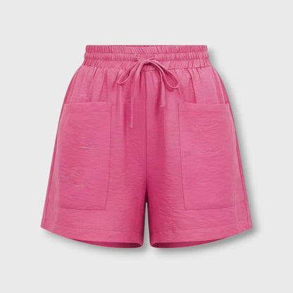 Short Femme Léger et Fluide pour Randonnée, Taille Élastiquée à Cordon avec Grandes Poches