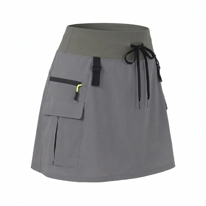 Women's High-Waisted Cargo Skort with Built-in Shorts for Hiking and Golf