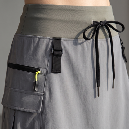 Women's High-Waisted Cargo Skort with Built-in Shorts for Hiking and Golf