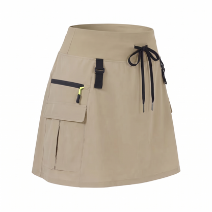 Women's High-Waisted Cargo Skort with Built-in Shorts for Hiking and Golf