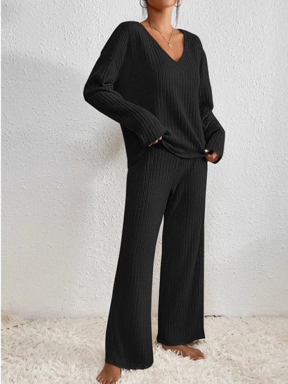 Sophie – Ensemble tricoté côtelé élégant et confortable
