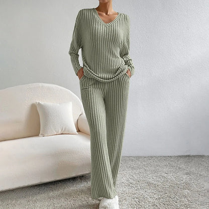 Sophie – Ensemble tricoté côtelé élégant et confortable