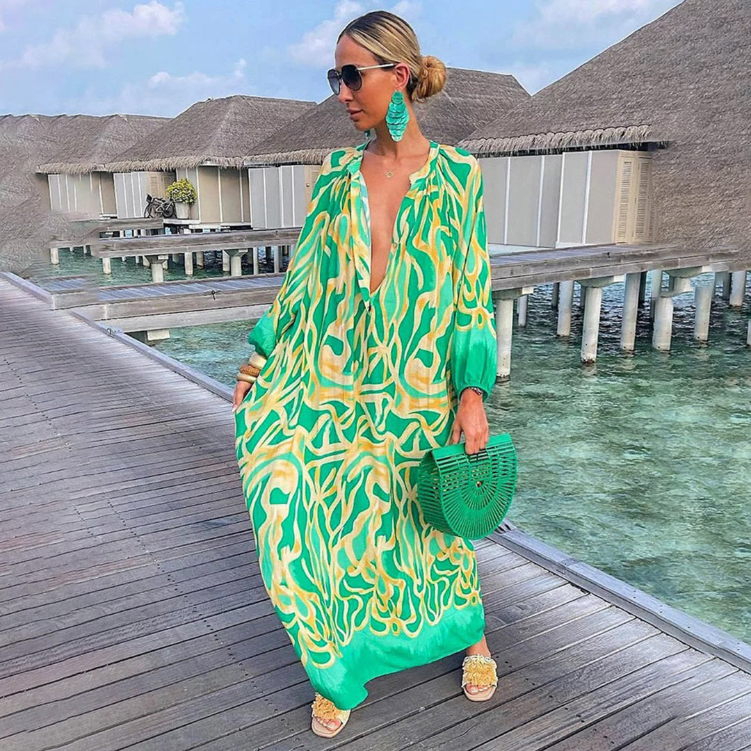 Sophie – Légère Élégante Kaftan de Plage en Chiffon Boho