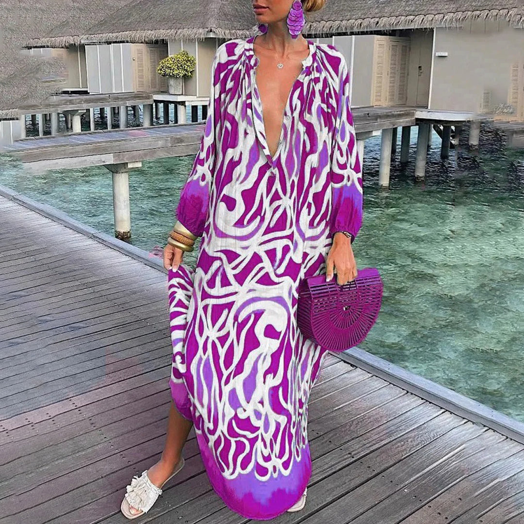 Sophie – Légère Élégante Kaftan de Plage en Chiffon Boho