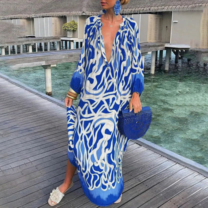 Sophie – Légère Élégante Kaftan de Plage en Chiffon Boho