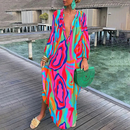 Sophie – Légère Élégante Kaftan de Plage en Chiffon Boho