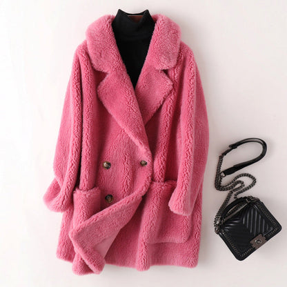 Sophie Manteau en Shearling Doux et Élégant