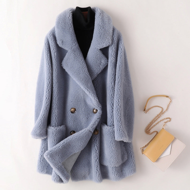 Sophie Manteau en Shearling Doux et Élégant