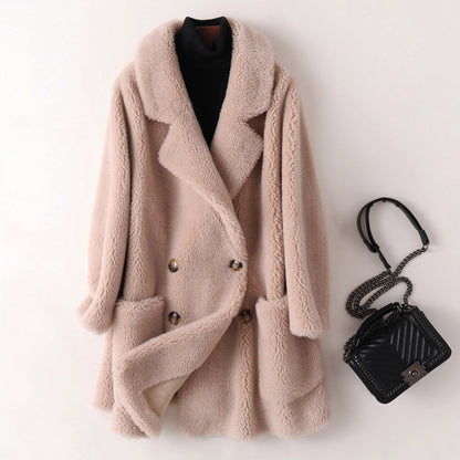 Sophie Manteau en Shearling Doux et Élégant