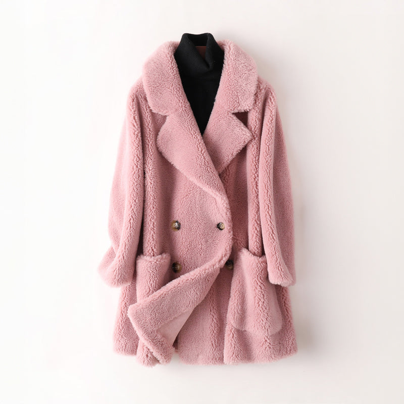 Sophie Manteau en Shearling Doux et Élégant