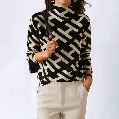 Sophie Pull Doux à Motifs Géométriques Manches Longues