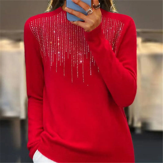 Sophie – Pull doux à col montant orné de sequins