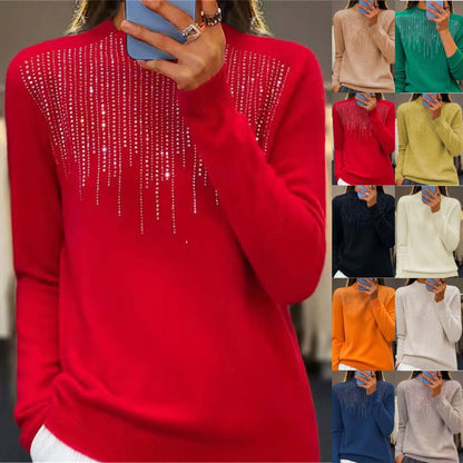 Sophie – Pull doux à col montant orné de sequins