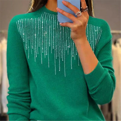 Sophie – Pull doux à col montant orné de sequins