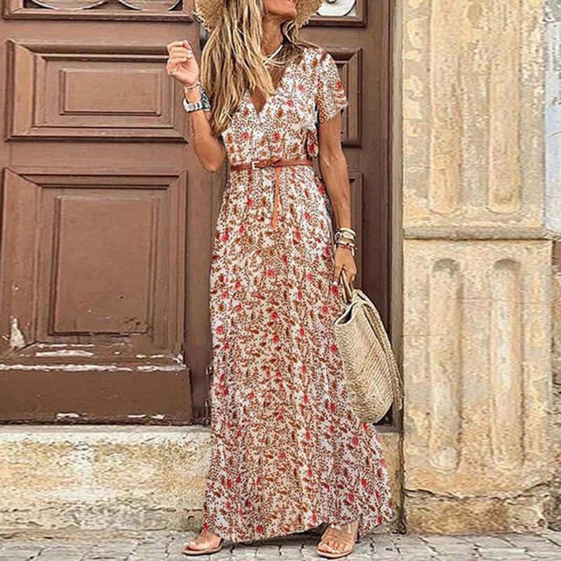 Sophie Robe Longue Bohème Élégante en Tissu Léger