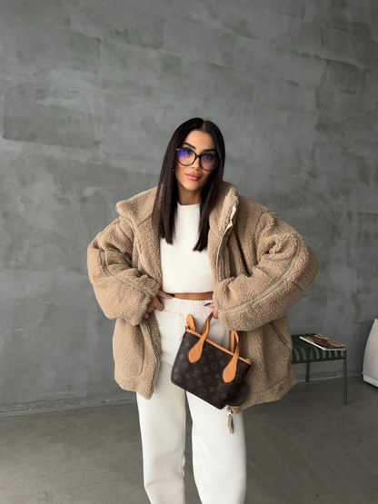 Sophie – Soft sherpa fleece jacket elegant and comfortable