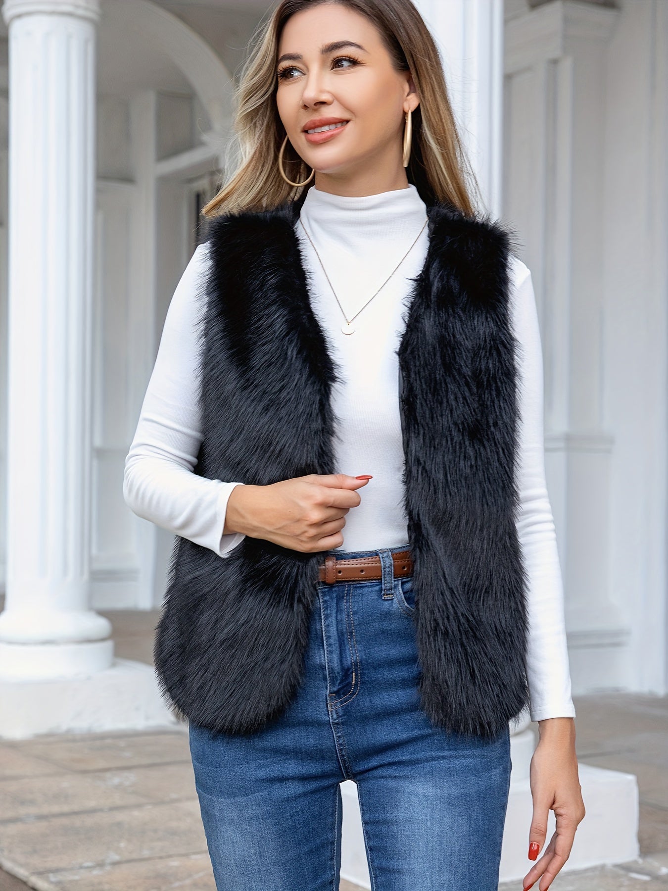 Sophie gilet chic en fausse fourrure