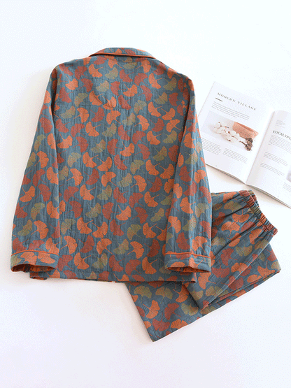 Sophie Élégante Pyjama Set en Crêpe à Fleurs Vintage