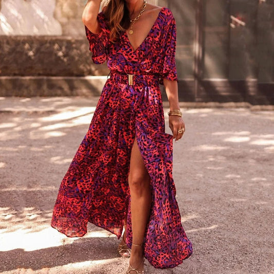 Sophie Élégante Robe Longue Wrap en Tissu Fluide