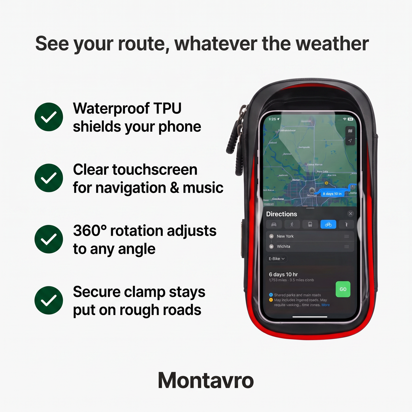 360° Rotatable Waterproof Phone Holder for Bicycle