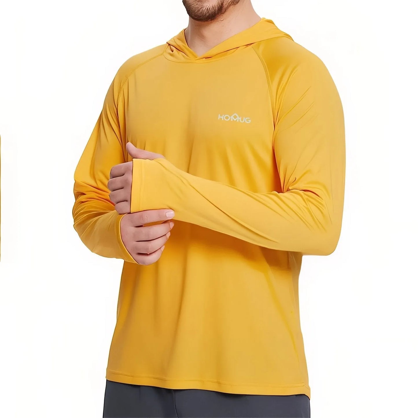 T-Shirt Anti-UV Homme à Manches Longues UPF50+ à Capuche pour Randonnée