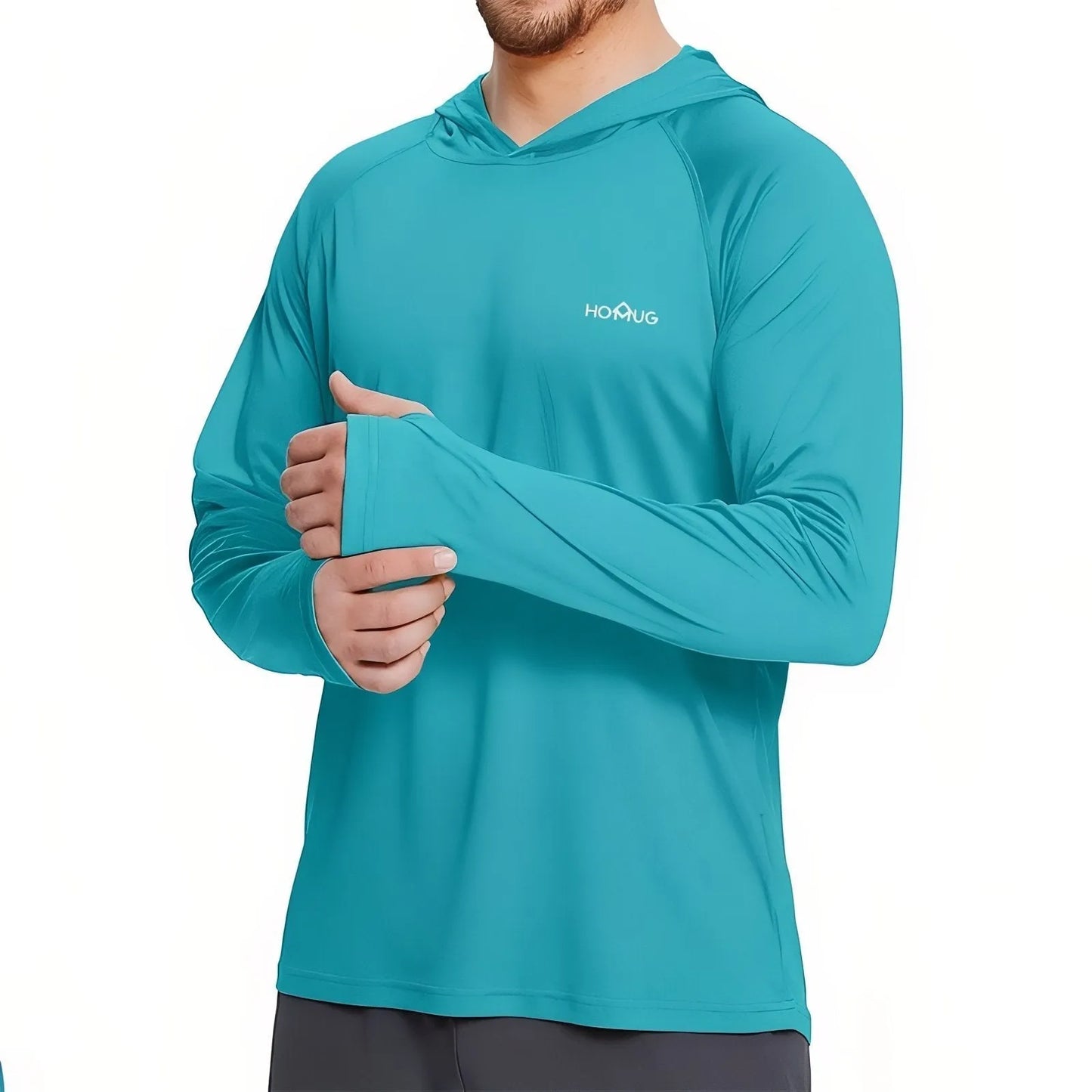 T-Shirt Anti-UV Homme à Manches Longues UPF50+ à Capuche pour Randonnée