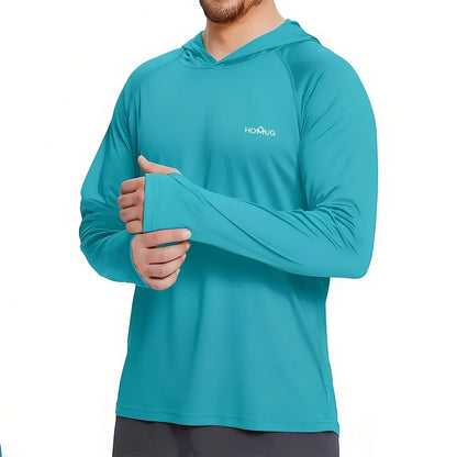 T-Shirt Anti-UV Homme à Manches Longues UPF50+ à Capuche pour Randonnée