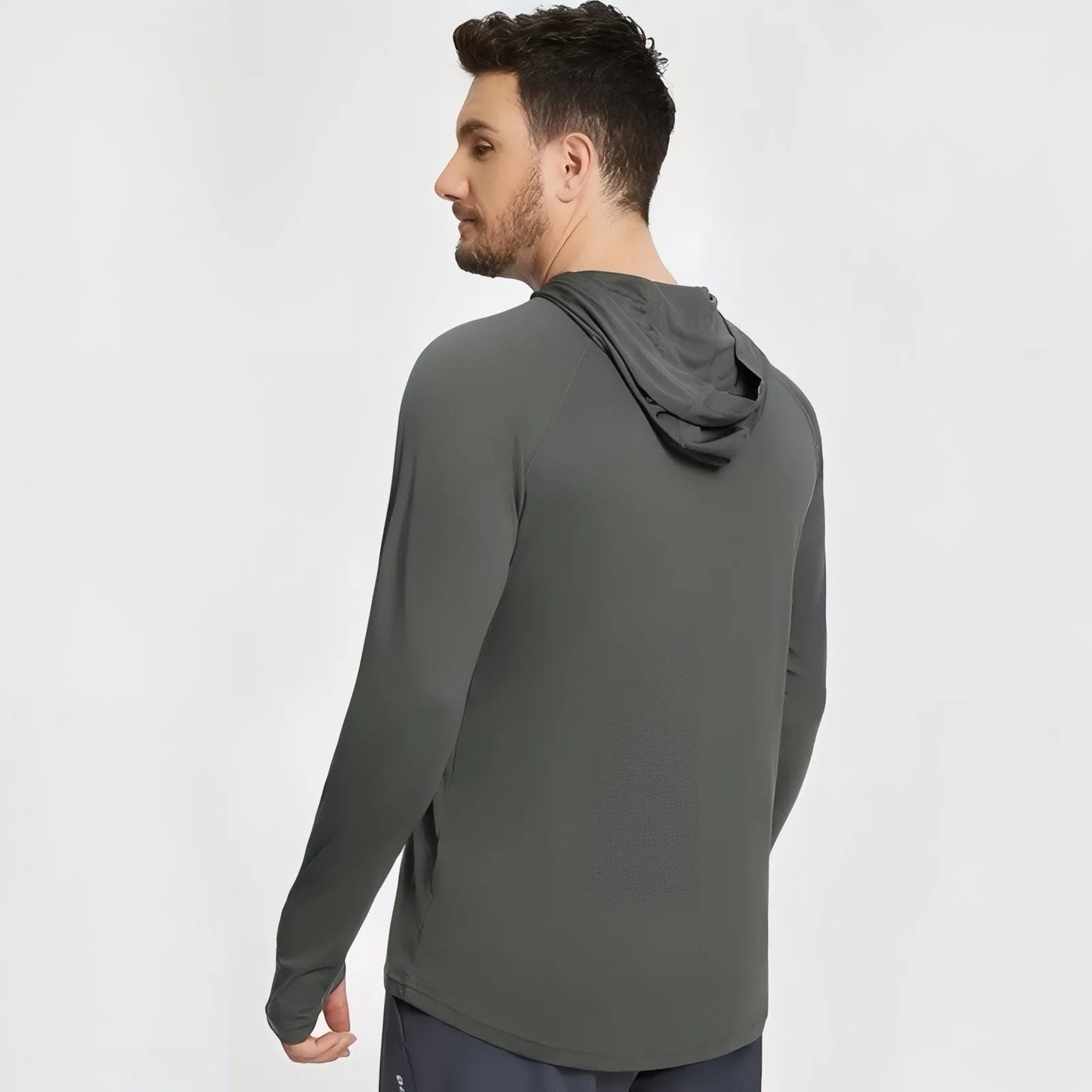 T-Shirt Anti-UV Homme à Manches Longues UPF50+ à Capuche pour Randonnée