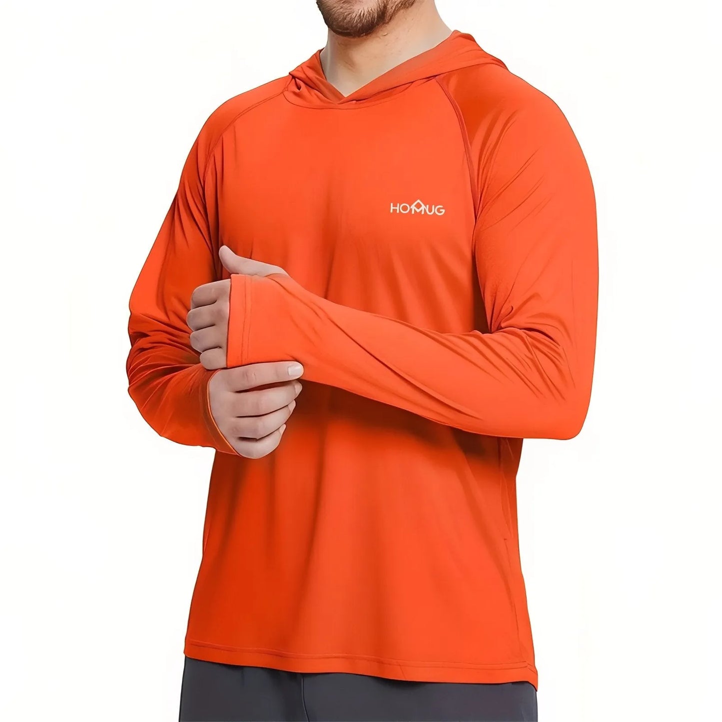 T-Shirt Anti-UV Homme à Manches Longues UPF50+ à Capuche pour Randonnée