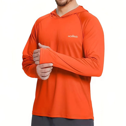 T-Shirt Anti-UV Homme à Manches Longues UPF50+ à Capuche pour Randonnée