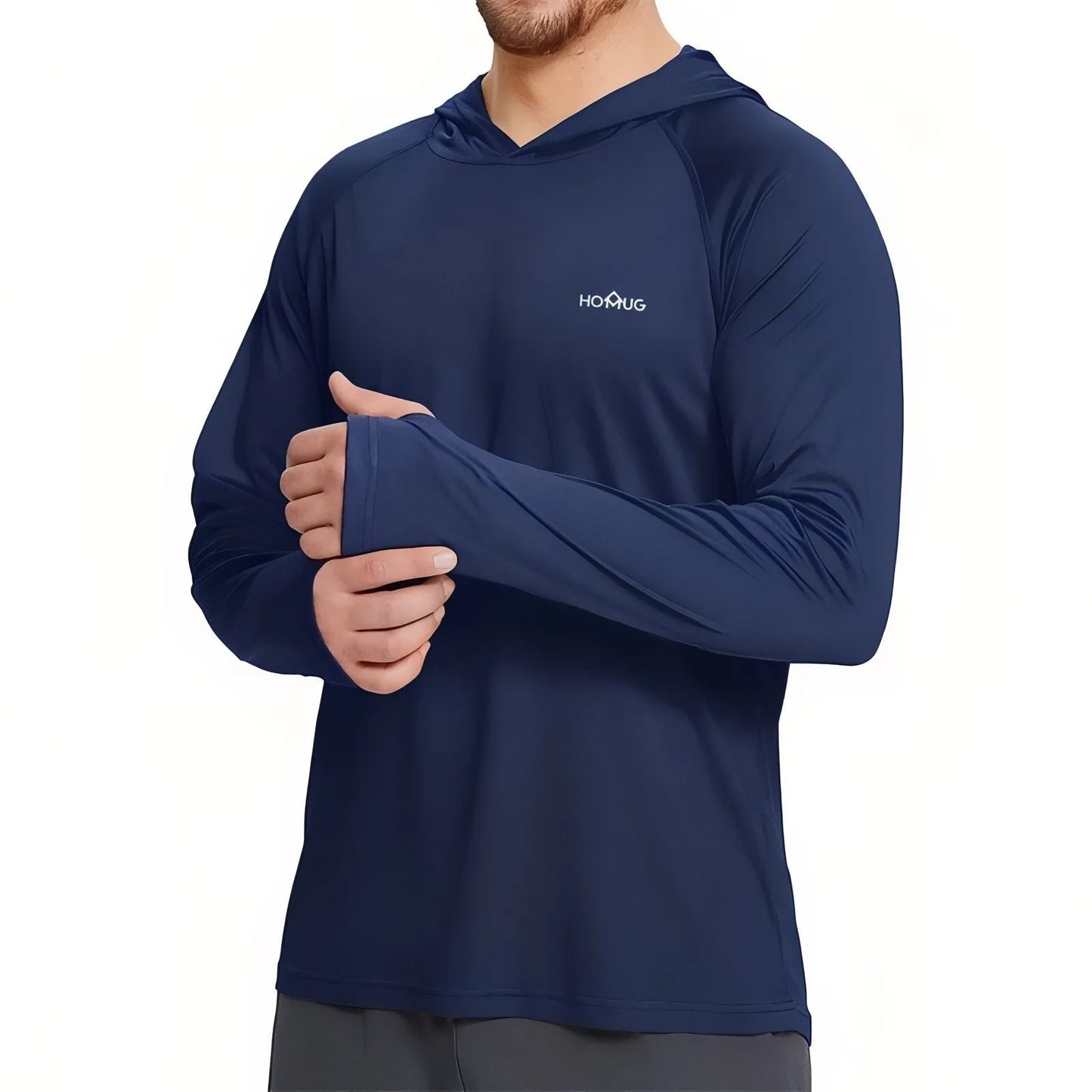 T-Shirt Anti-UV Homme à Manches Longues UPF50+ à Capuche pour Randonnée