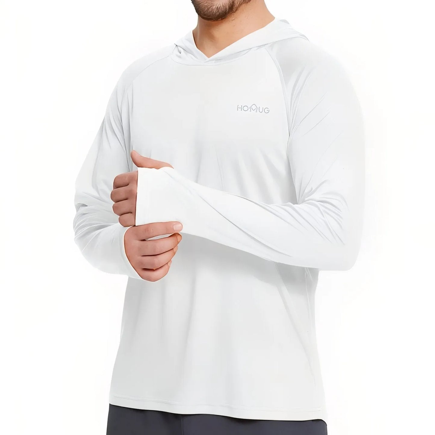 T-Shirt Anti-UV Homme à Manches Longues UPF50+ à Capuche pour Randonnée
