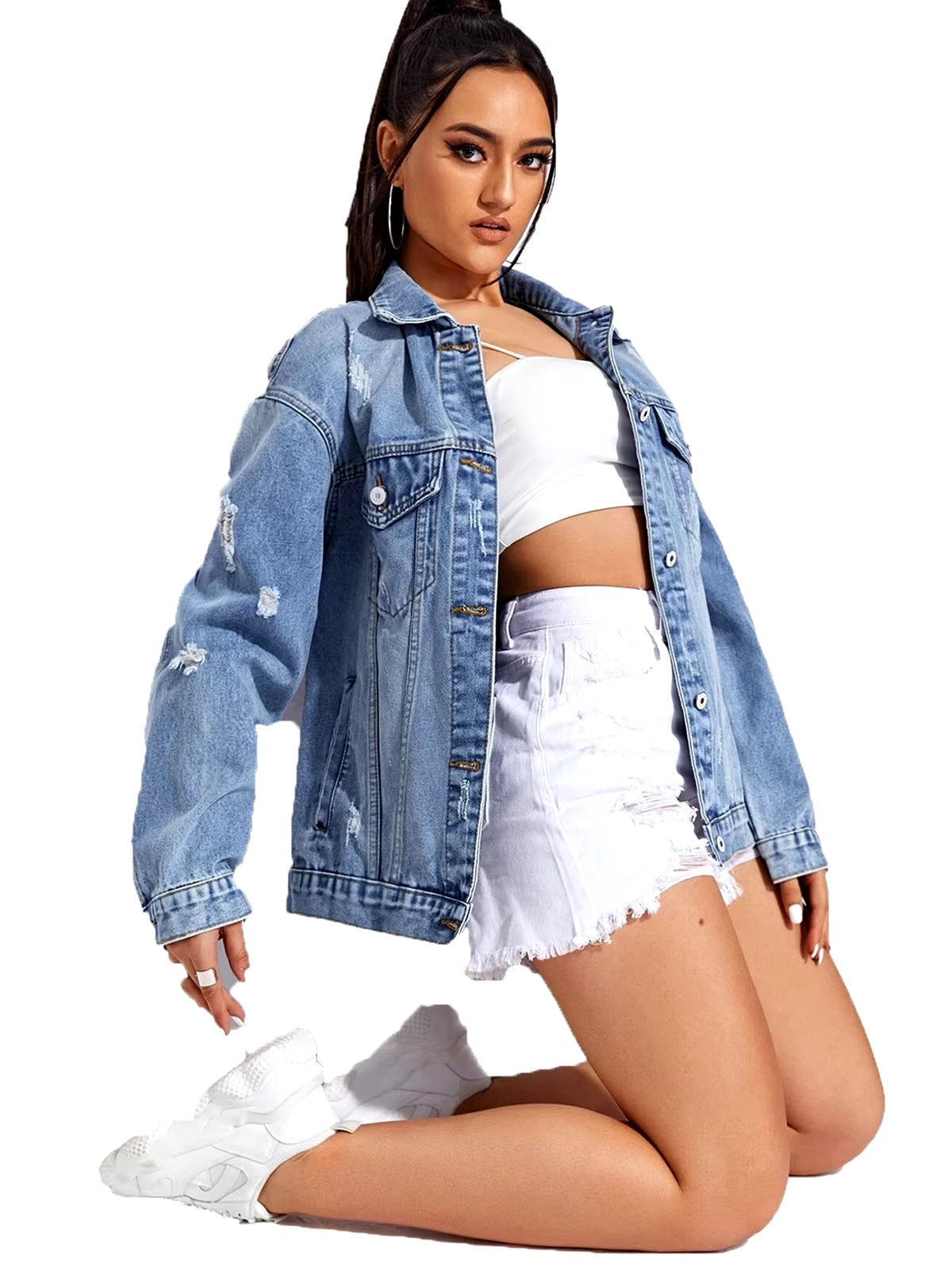 Women's Torn Denim Jacket
