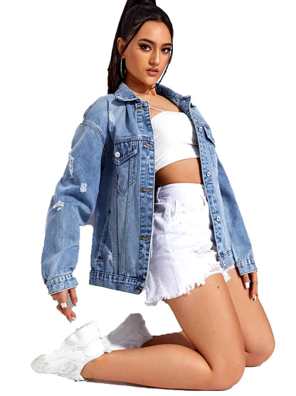Women's Torn Denim Jacket