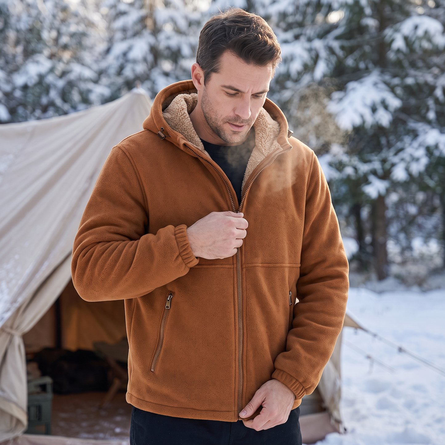Men's Winter Jacket with Fleece Lining and Hood
