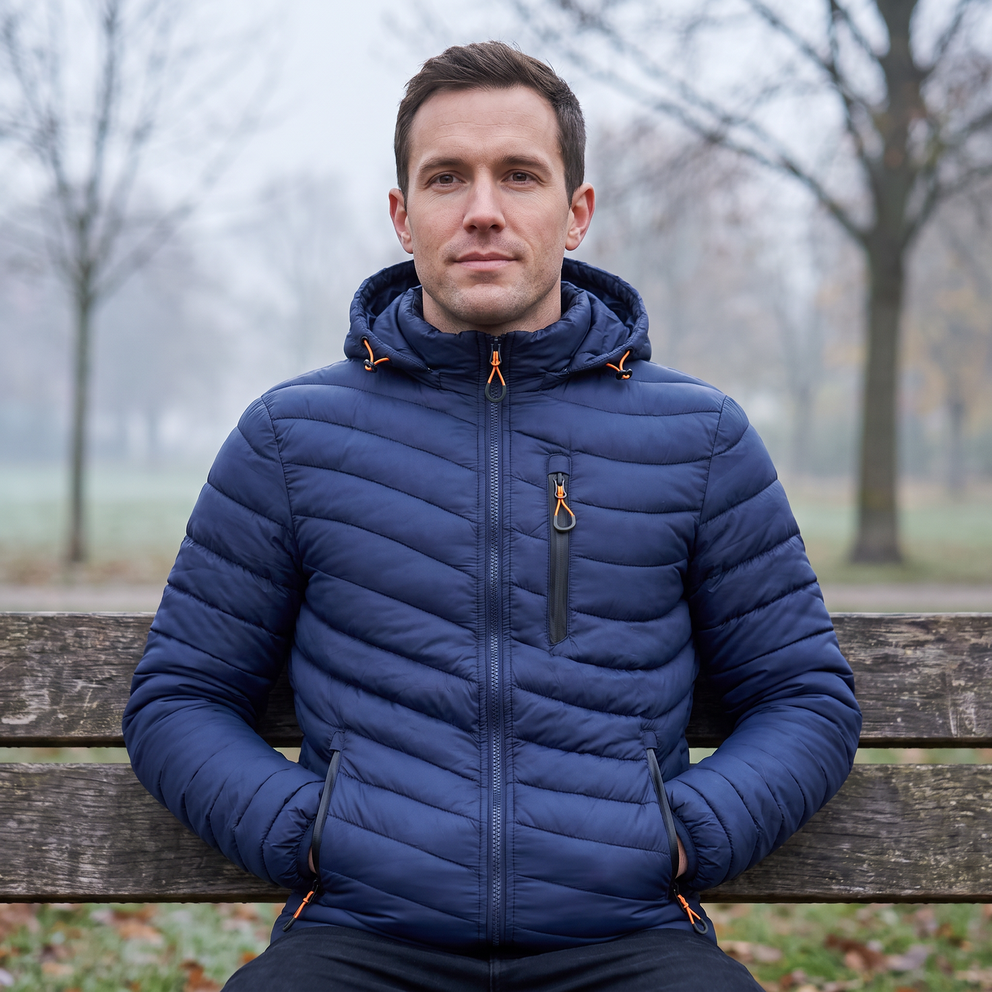 Men's Insulated Hooded Jacket for Outdoor Warmth and Windproof Protection