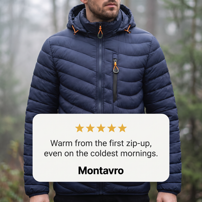 Men's Insulated Hooded Jacket for Outdoor Warmth and Windproof Protection