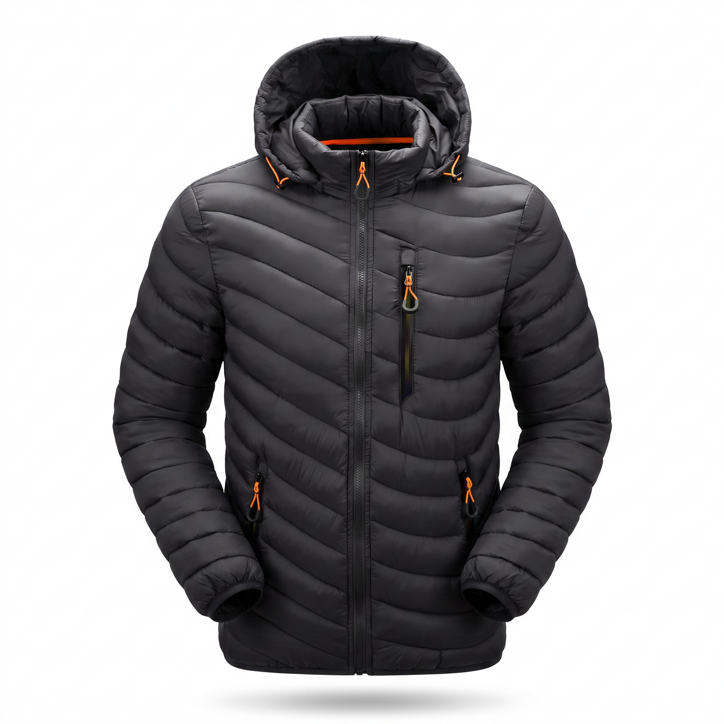 Men's Insulated Hooded Jacket for Outdoor Warmth and Windproof Protection