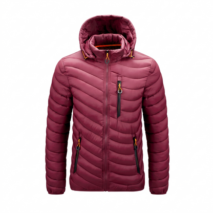 Men's Insulated Hooded Jacket for Outdoor Warmth and Windproof Protection