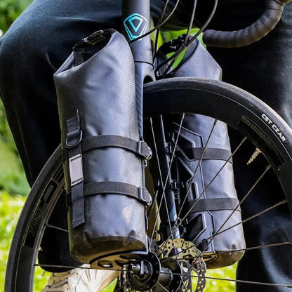 Waterproof Bike Fork Bags, Set of 2 x 5-7 L with Mounting Kit for Bikepacking