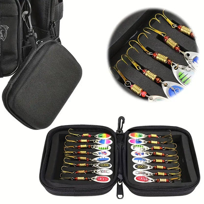 Set de 16 Cuillères Tournantes de Pêche aux Carnassiers avec Étui de Rangement