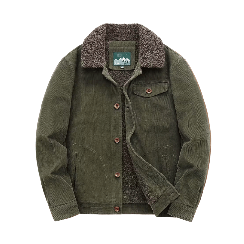 Herrejakke i bomull med fleecefôr og brystlommer