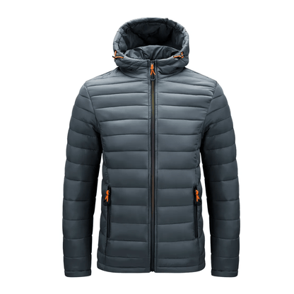 Men's Insulated Hooded Jacket for Outdoor Warmth and Windproof Protection