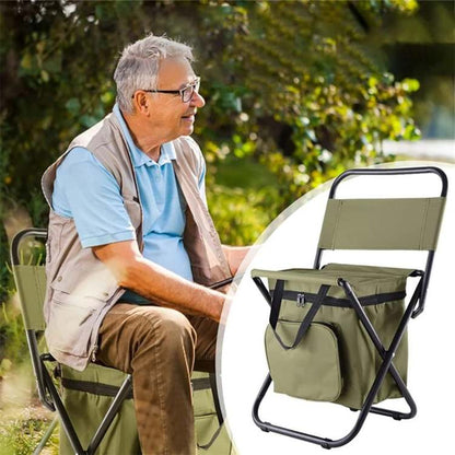 Folding Camping Chair with Integrated Insulated Compartment, Lightweight and Sturdy Oxford Fabric