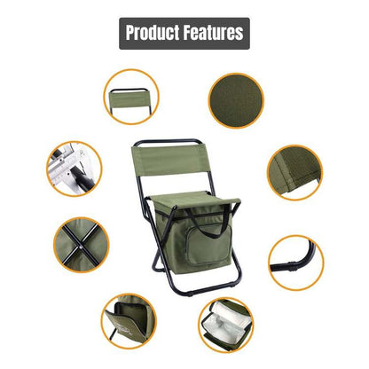 Folding Camping Chair with Integrated Insulated Compartment, Lightweight and Sturdy Oxford Fabric