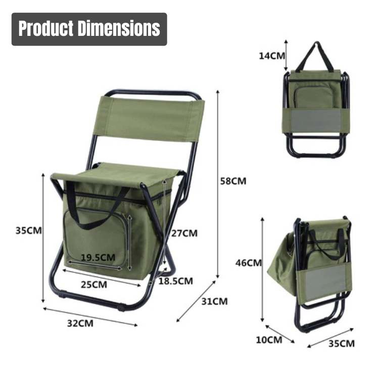 Folding Camping Chair with Integrated Insulated Compartment, Lightweight and Sturdy Oxford Fabric