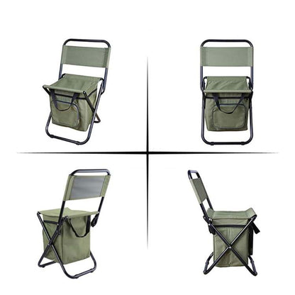 Folding Camping Chair with Integrated Insulated Compartment, Lightweight and Sturdy Oxford Fabric