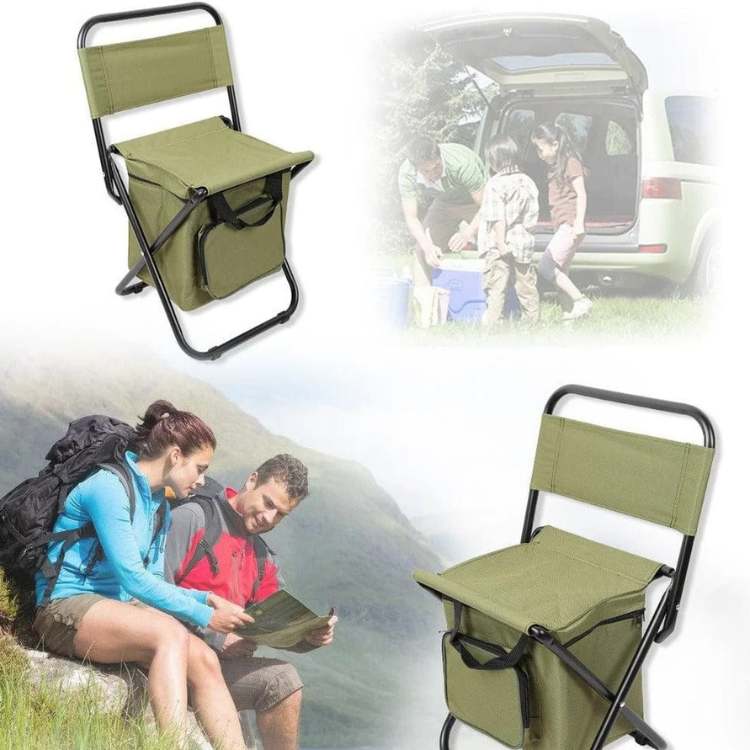 Folding Camping Chair with Integrated Insulated Compartment, Lightweight and Sturdy Oxford Fabric