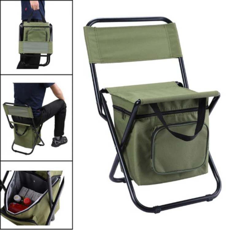 Folding Camping Chair with Integrated Insulated Compartment, Lightweight and Sturdy Oxford Fabric